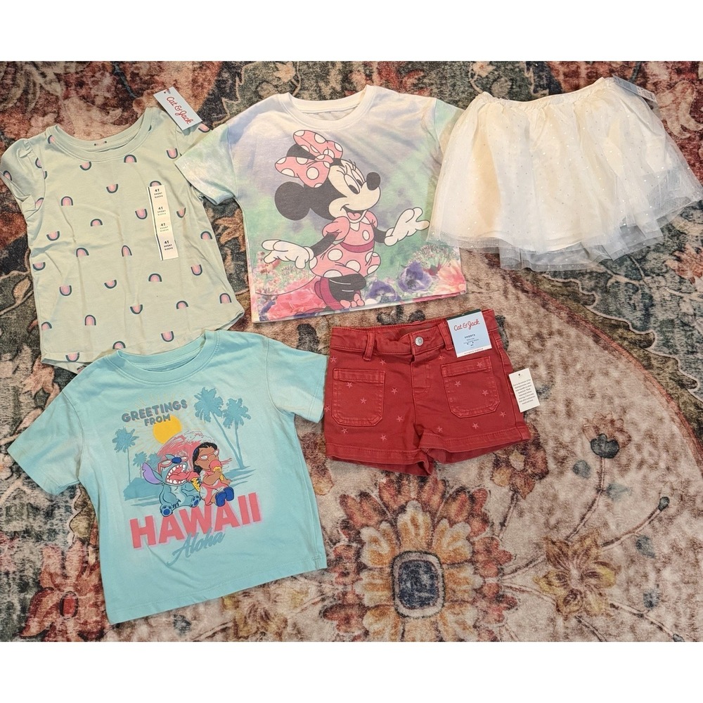 Girls Short Skirt Shirt Bundle Pre-Loved And NWT Size 4T